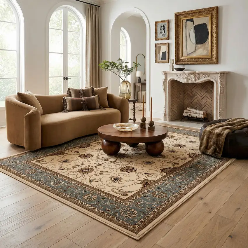 Blue And Ivory Oriental Area Rug Photo 1