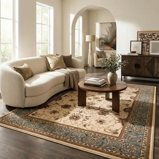 Blue And Ivory Oriental Area Rug Photo 6