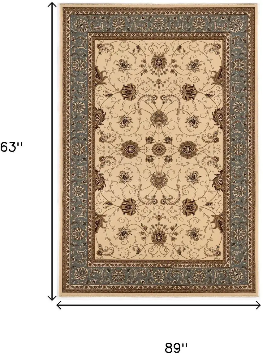Blue And Ivory Oriental Area Rug Photo 7