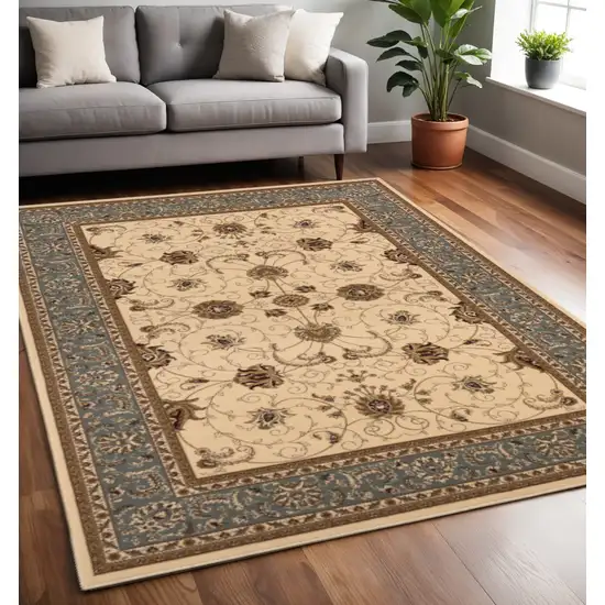 Blue And Ivory Oriental Area Rug Photo 1