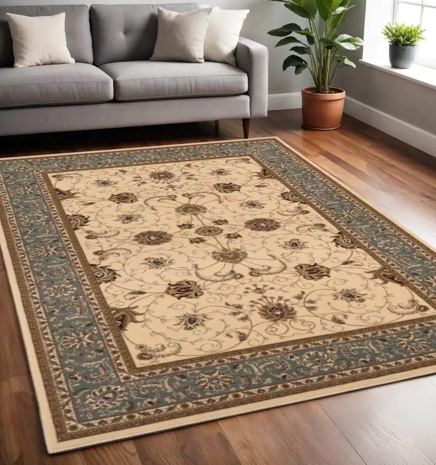 Blue And Ivory Oriental Area Rug Photo 1