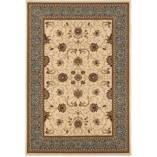 Blue And Ivory Oriental Area Rug Photo 4