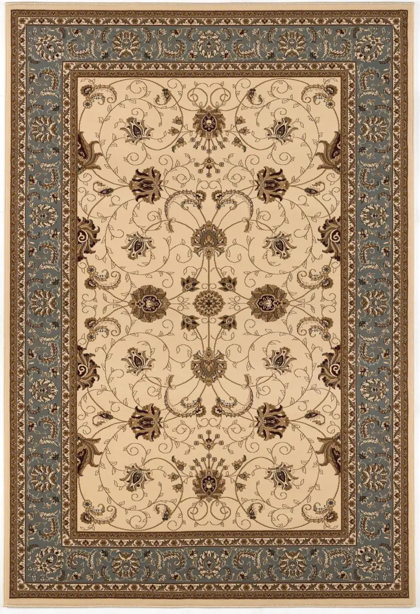 Blue And Ivory Oriental Area Rug Photo 4