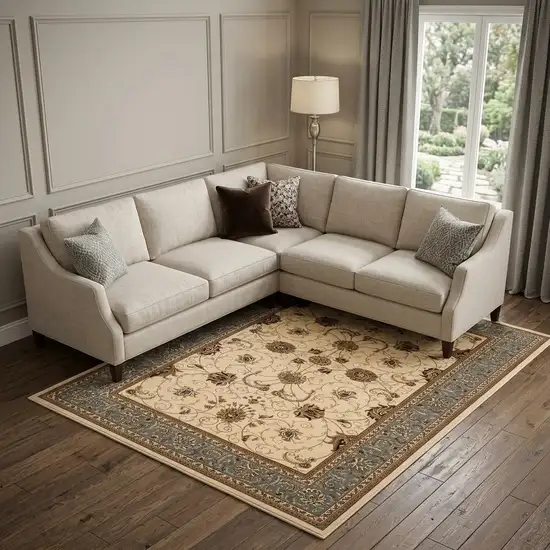Blue And Ivory Oriental Area Rug Photo 1