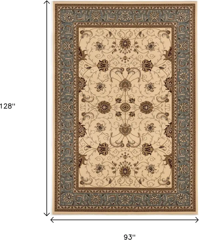 Blue And Ivory Oriental Area Rug Photo 3