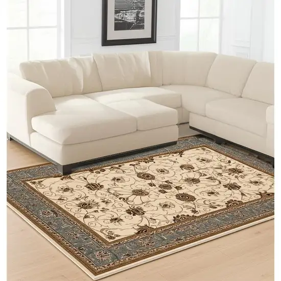 Blue And Ivory Oriental Area Rug Photo 1