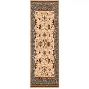 Photo of Cream and Blue Traditional Runner Rug