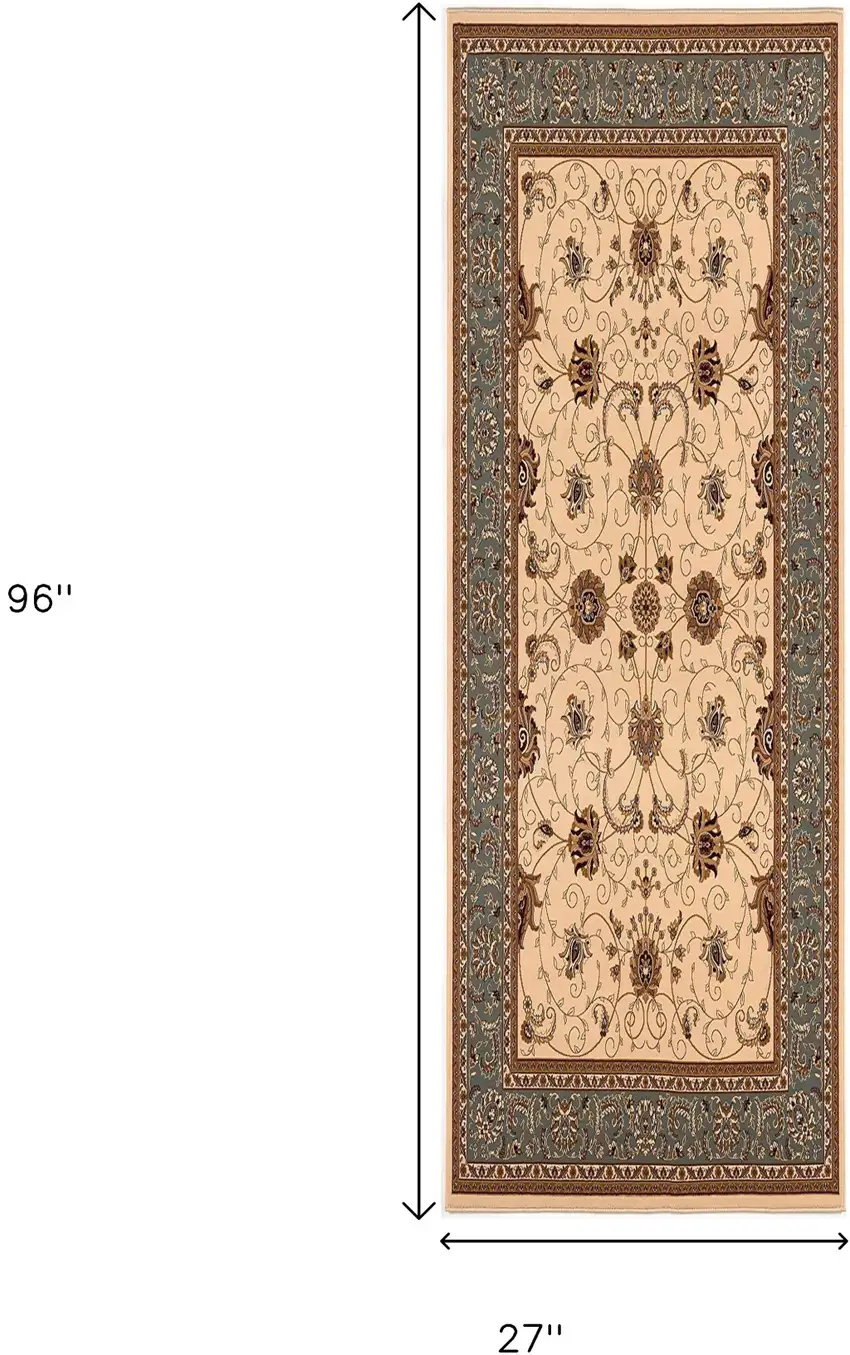 8' Blue And Ivory Oriental Runner Rug Photo 7