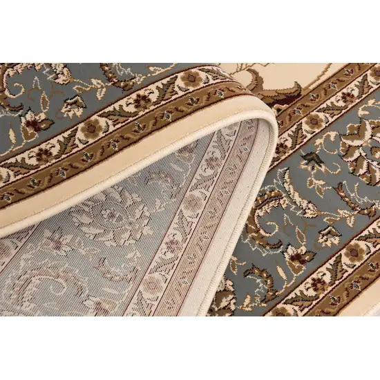 8' Blue And Ivory Oriental Runner Rug Photo 5