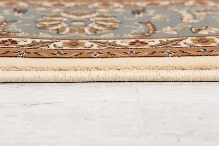Cream and Blue Traditional Runner Rug Photo 7