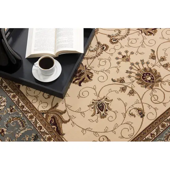 15' Blue And Ivory Oriental Runner Rug Photo 8