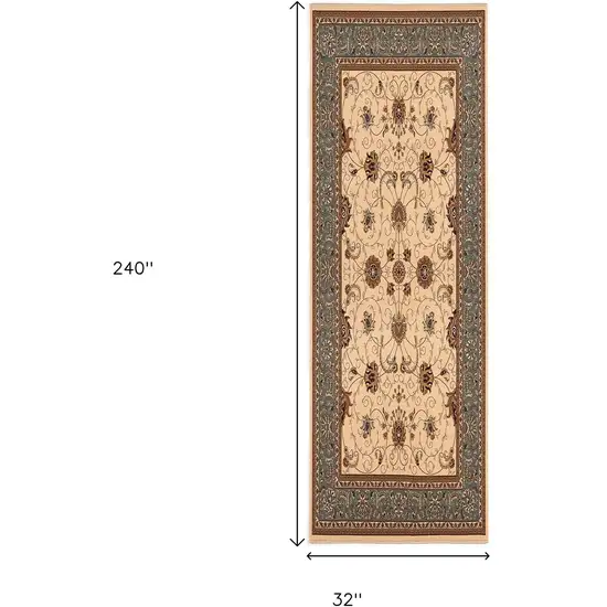 20' Blue And Ivory Oriental Runner Rug Photo 9