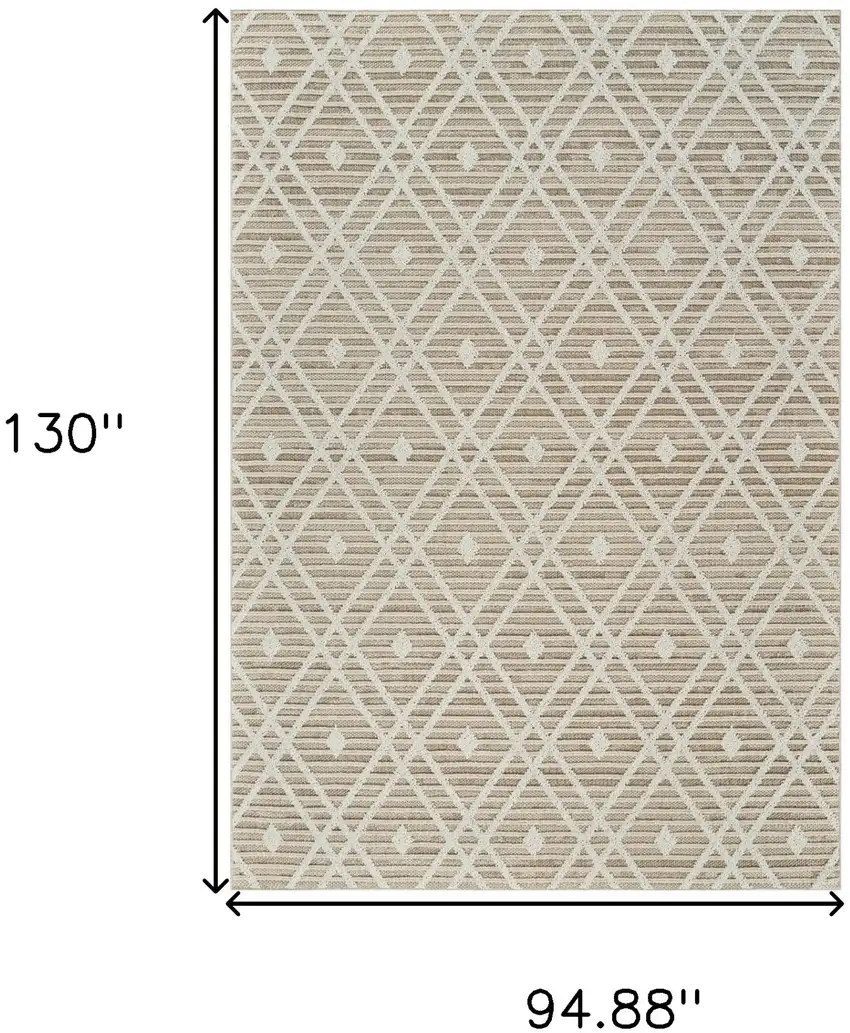 Cream and Brown Geometric Distressed Indoor Outdoor Area Rug Photo 8