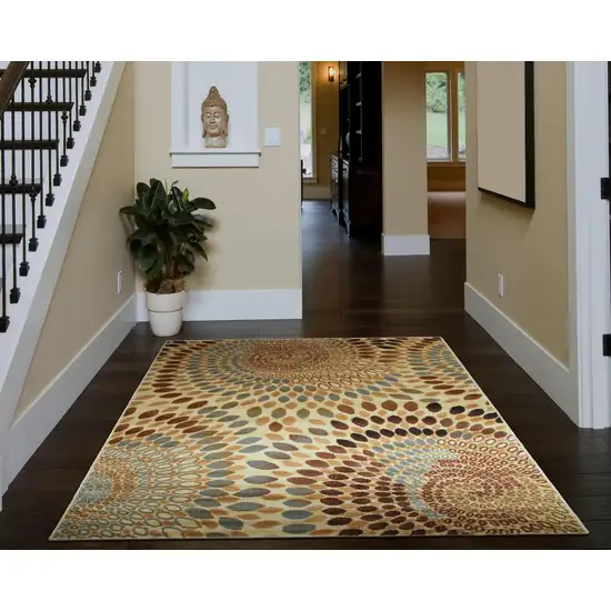 Cream and Brown Swirls Area Rug Photo 7
