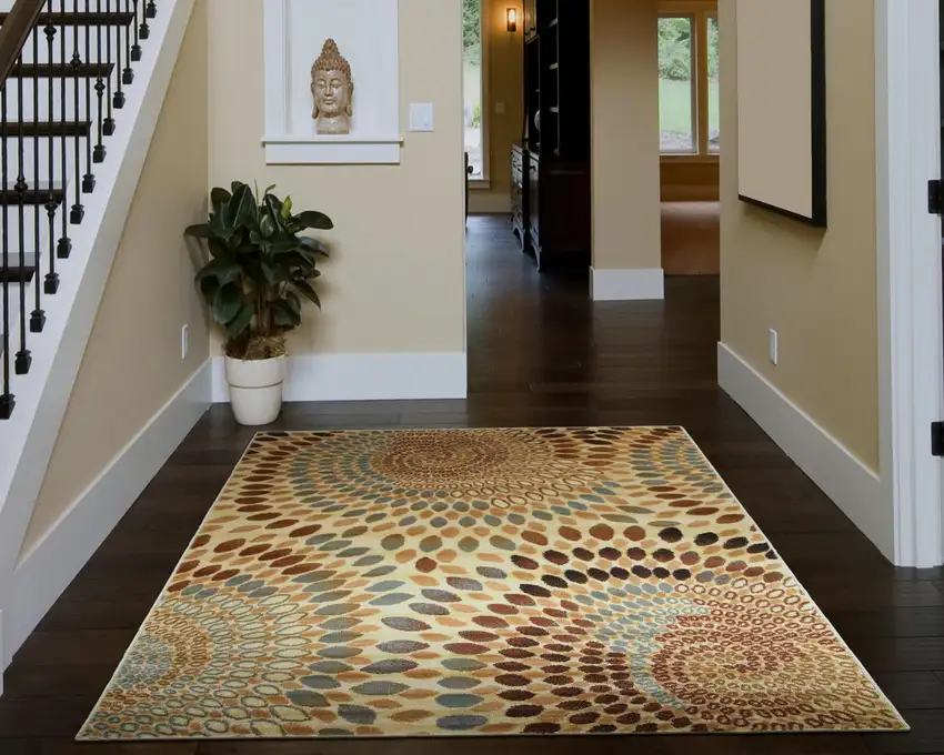 Cream and Brown Swirls Area Rug Photo 7