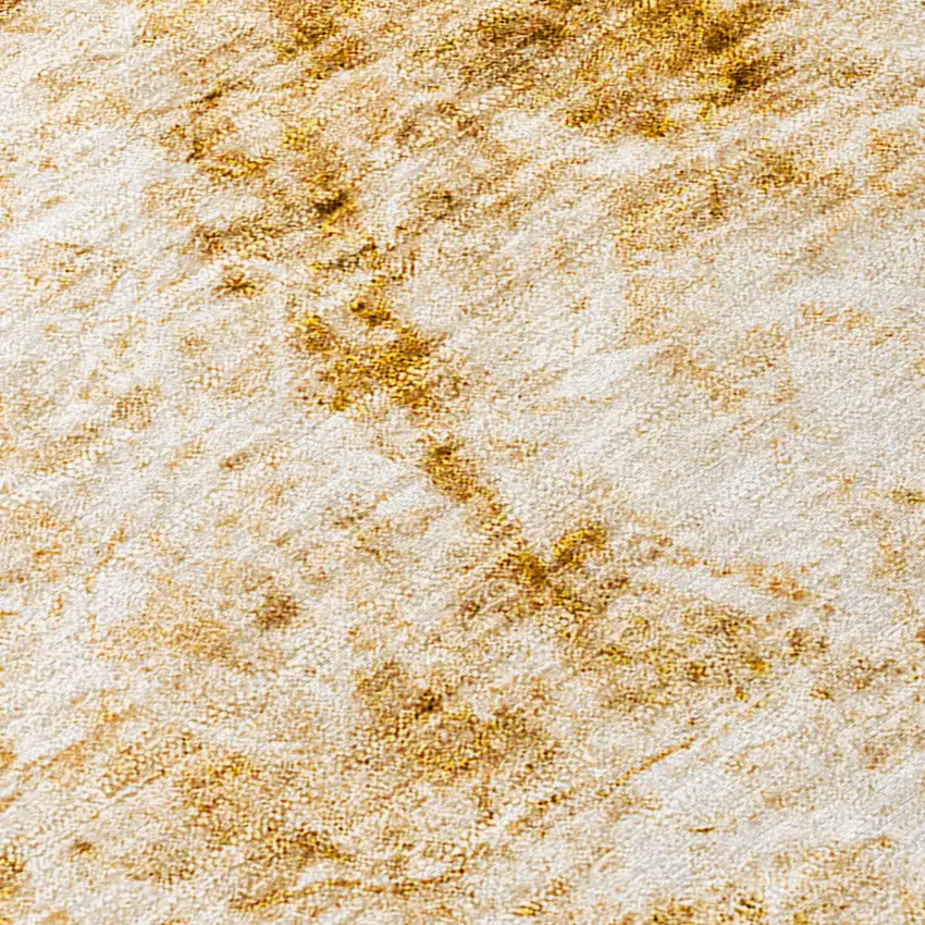 Beige and Gold Abstract Washable Non Skid Indoor Outdoor Area Rug Photo 6