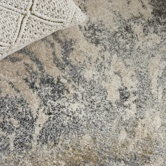 Cream and Gray Abstract Distressed Area Rug Photo 8