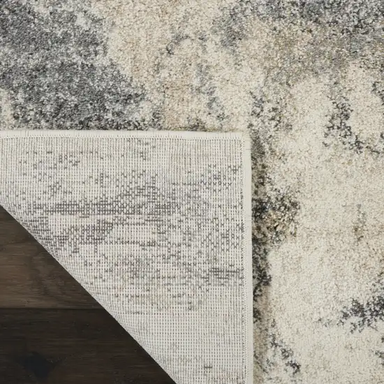 Cream and Gray Abstract Distressed Area Rug Photo 9