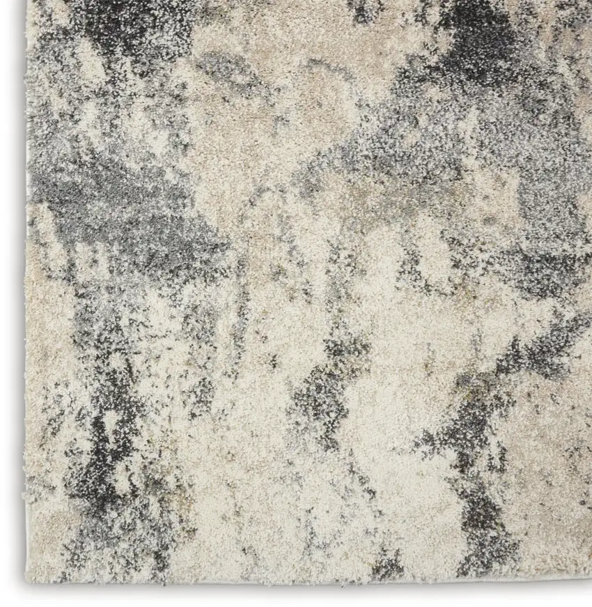 Cream and Gray Abstract Distressed Area Rug Photo 8