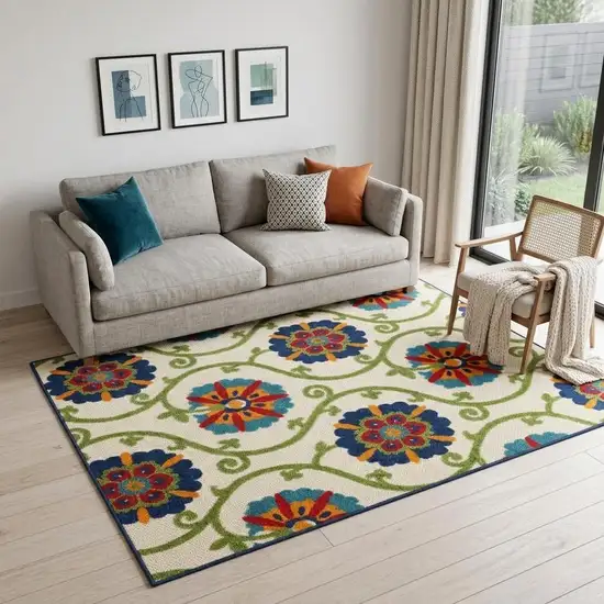 Cream and Gray Abstract Distressed Area Rug Photo 1