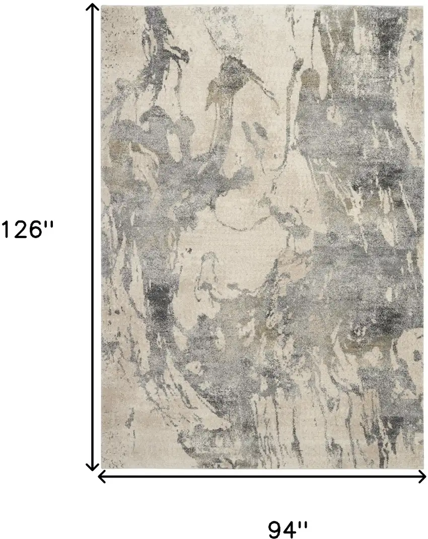 Cream and Gray Abstract Distressed Area Rug Photo 3