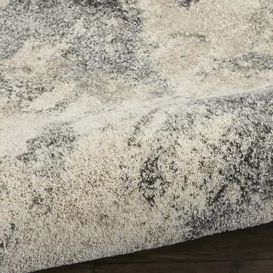 Cream and Gray Abstract Distressed Area Rug Photo 6