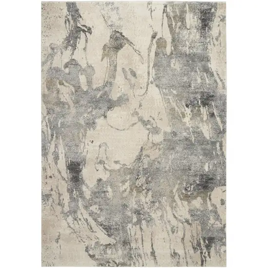 Cream and Gray Abstract Distressed Area Rug Photo 1