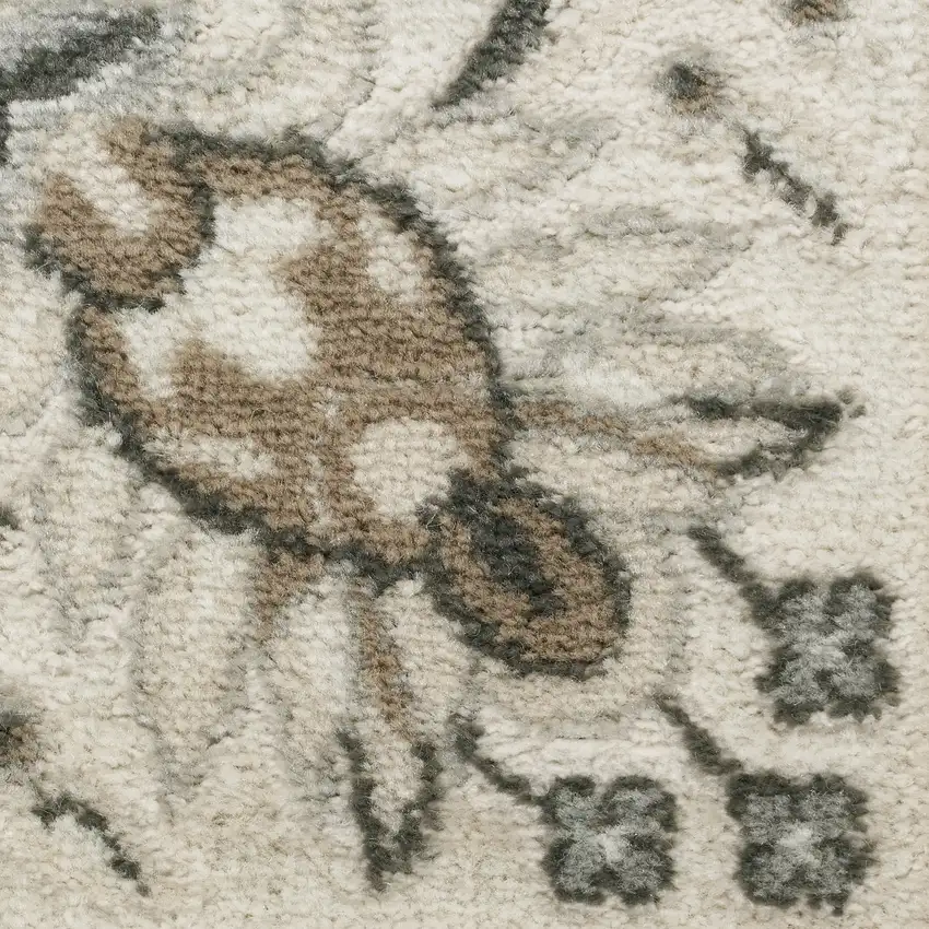 Cream and Gray Abstract Non Skid Area Rug Photo 1