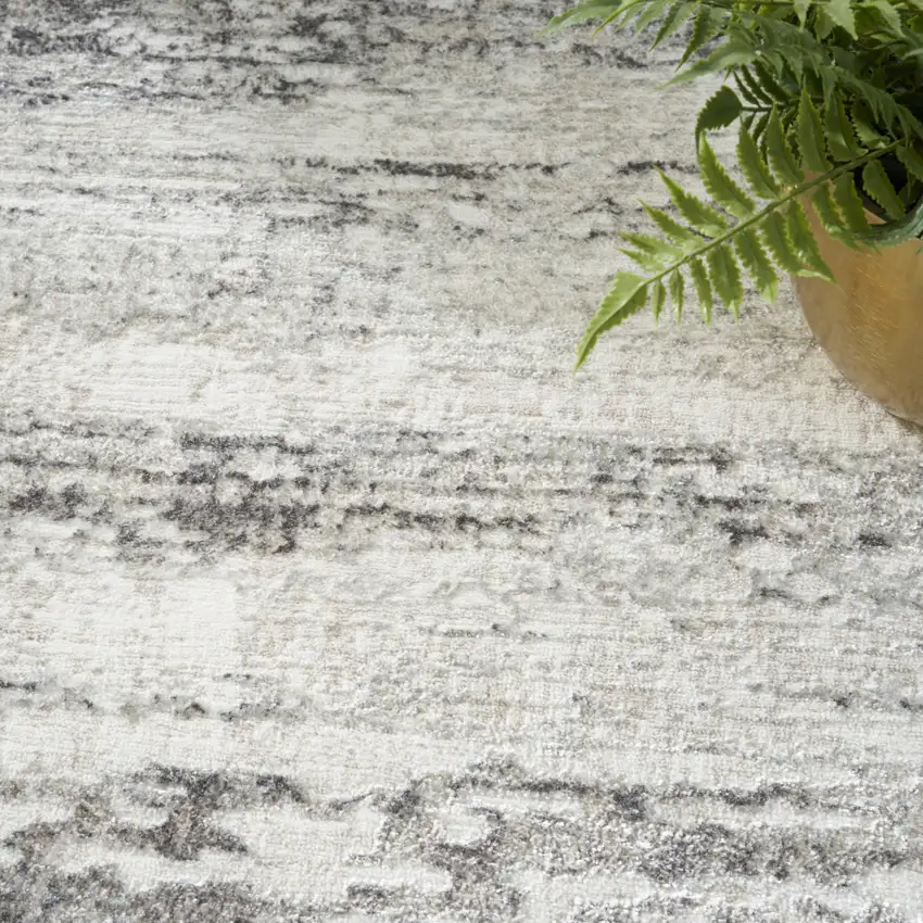 Cream and Gray Abstract Non Skid Area Rug Photo 9