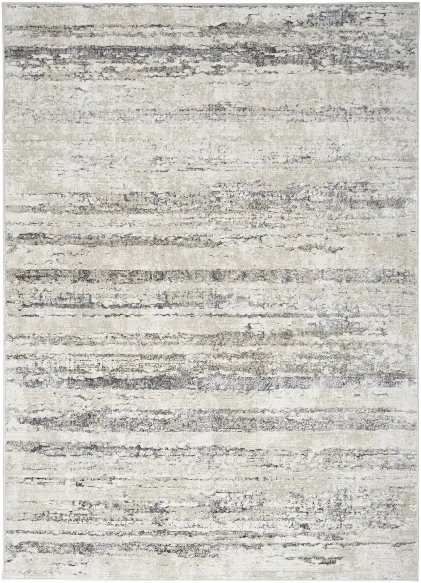 Cream and Gray Abstract Non Skid Area Rug Photo 2