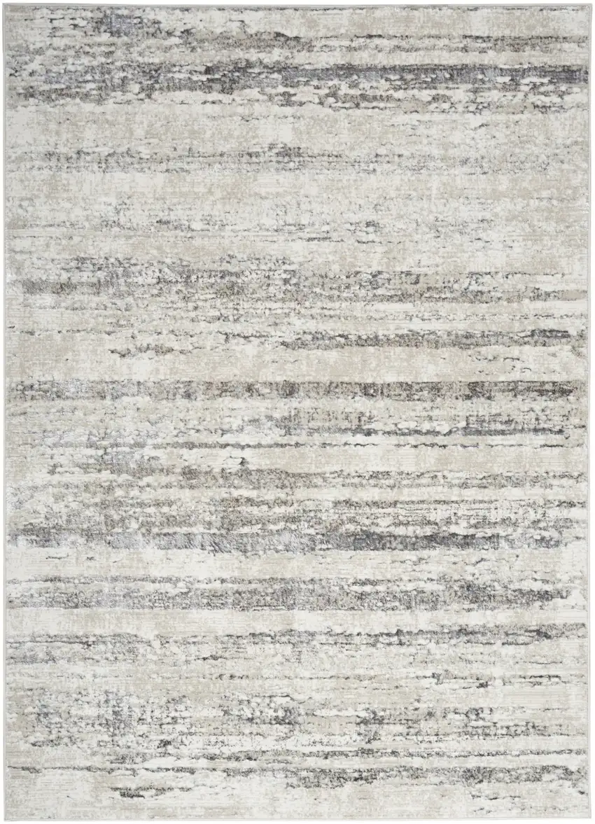 Cream and Gray Abstract Non Skid Area Rug Photo 4