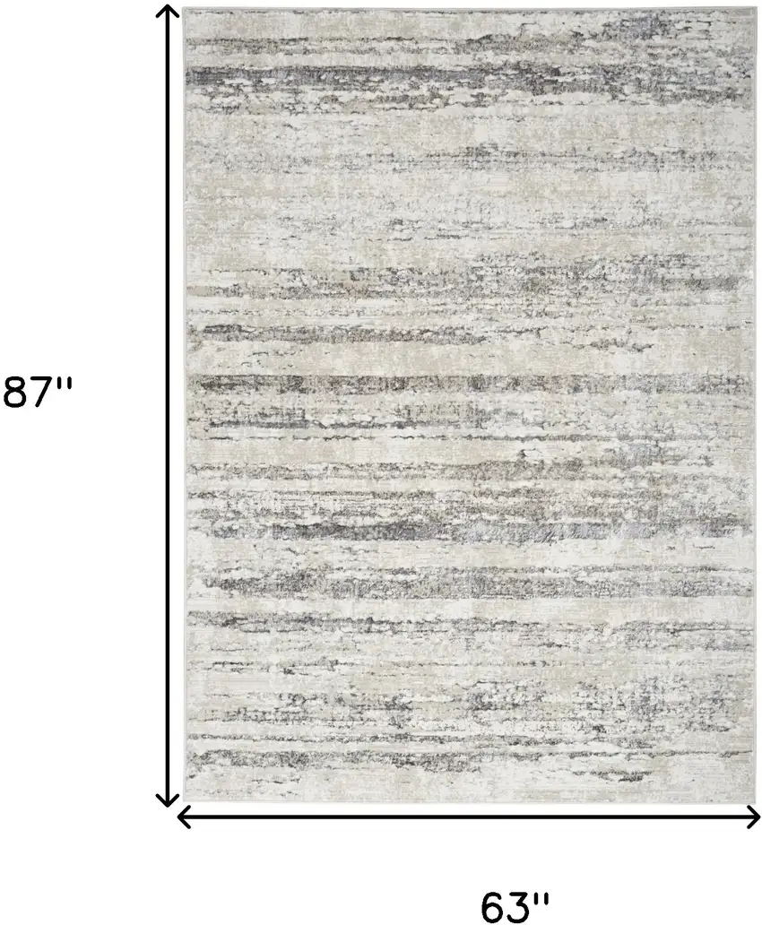 Cream and Gray Abstract Non Skid Area Rug Photo 3