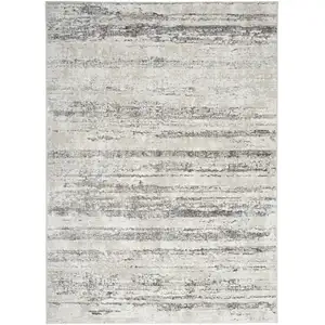 Photo of Cream and Gray Abstract Non Skid Area Rug