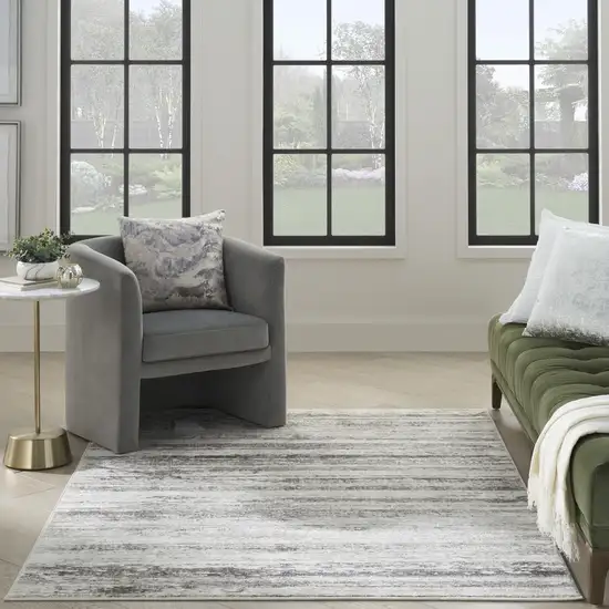 Cream and Gray Abstract Non Skid Area Rug Photo 7