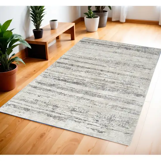 Cream and Gray Abstract Non Skid Area Rug Photo 9