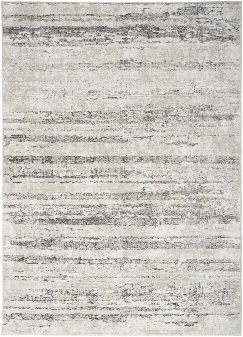 Cream and Gray Abstract Non Skid Area Rug Photo 1