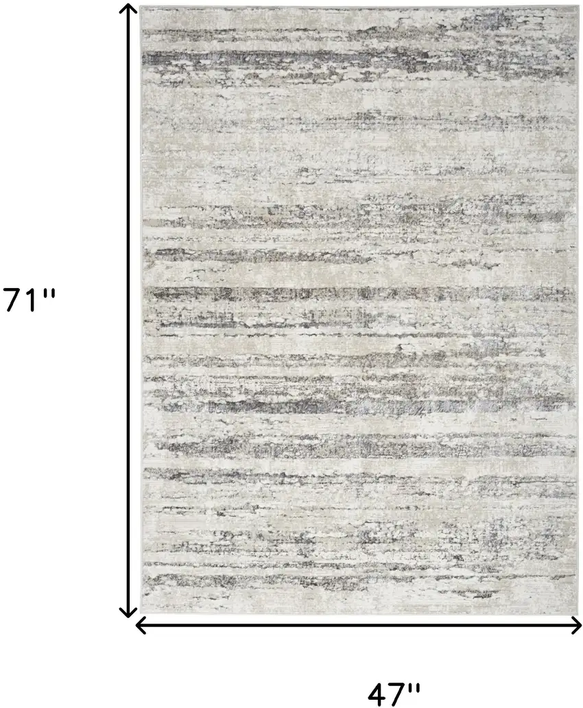 Cream and Gray Abstract Non Skid Area Rug Photo 2