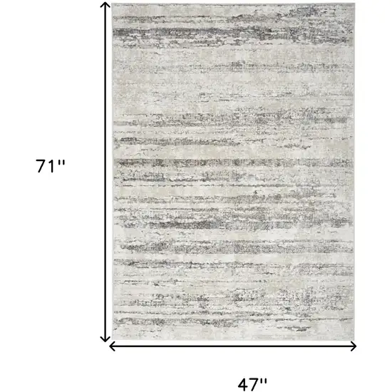Cream and Gray Abstract Non Skid Area Rug Photo 2