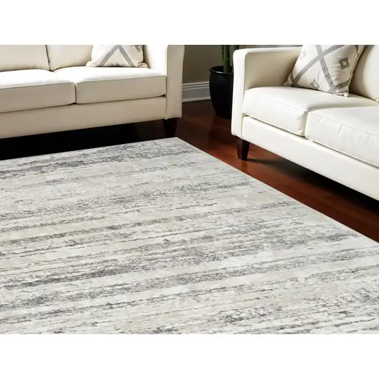Cream and Gray Abstract Non Skid Area Rug Photo 2