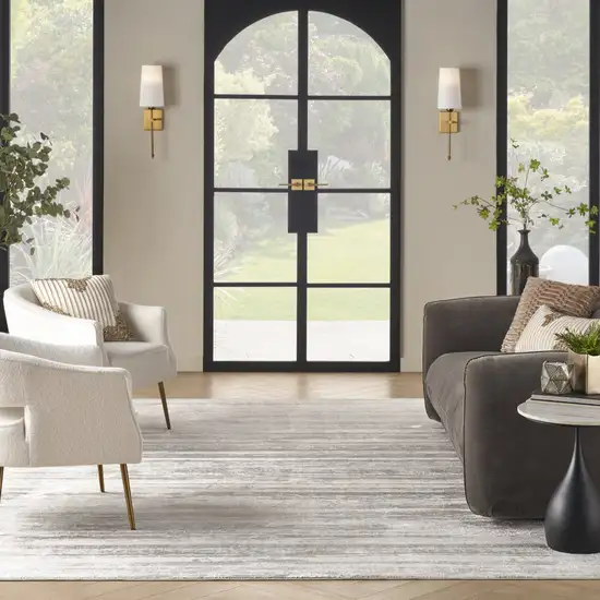 Cream and Gray Abstract Non Skid Area Rug Photo 8