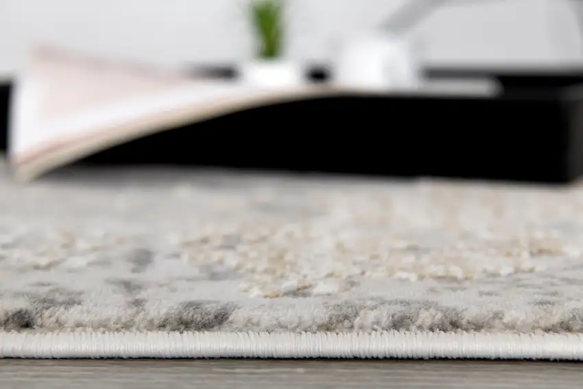 Cream and Gray Abstract Patches Area Rug Photo 8
