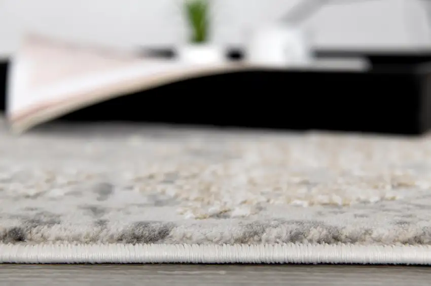 Cream and Gray Abstract Patches Runner Rug Photo 5