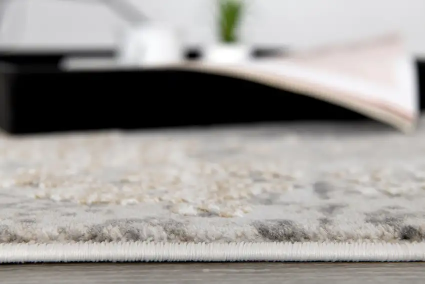 20' Gray And Ivory Abstract Dhurrie Runner Rug Photo 2