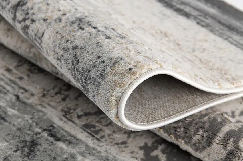 Cream and Gray Abstract Patches Runner Rug Photo 3