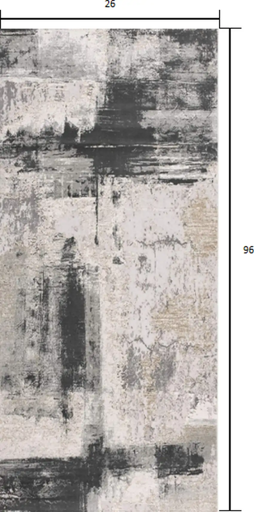 Cream and Gray Abstract Patches Runner Rug Photo 1
