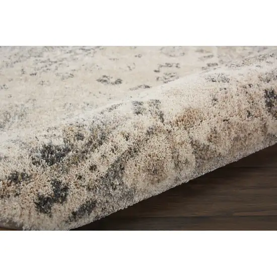 Cream and Gray Floral Distressed Area Rug Photo 6