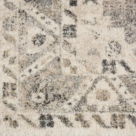 Cream and Gray Floral Distressed Area Rug Photo 9