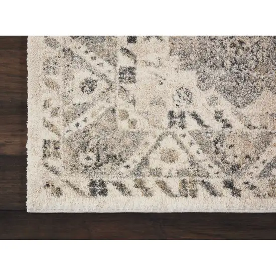 Cream and Gray Floral Distressed Area Rug Photo 4
