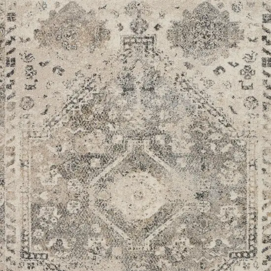 Cream and Gray Floral Distressed Area Rug Photo 5