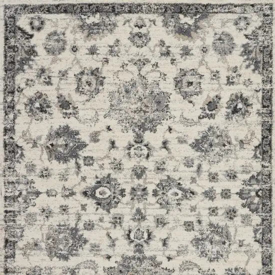 Cream and Gray Floral Distressed Area Rug Photo 6